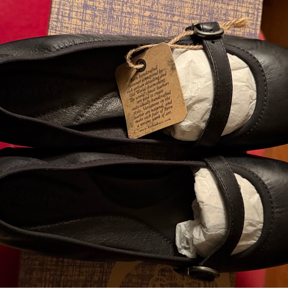Born Black Leather Mary Jane Flats with Buckle Strap - Picture 10 of 13